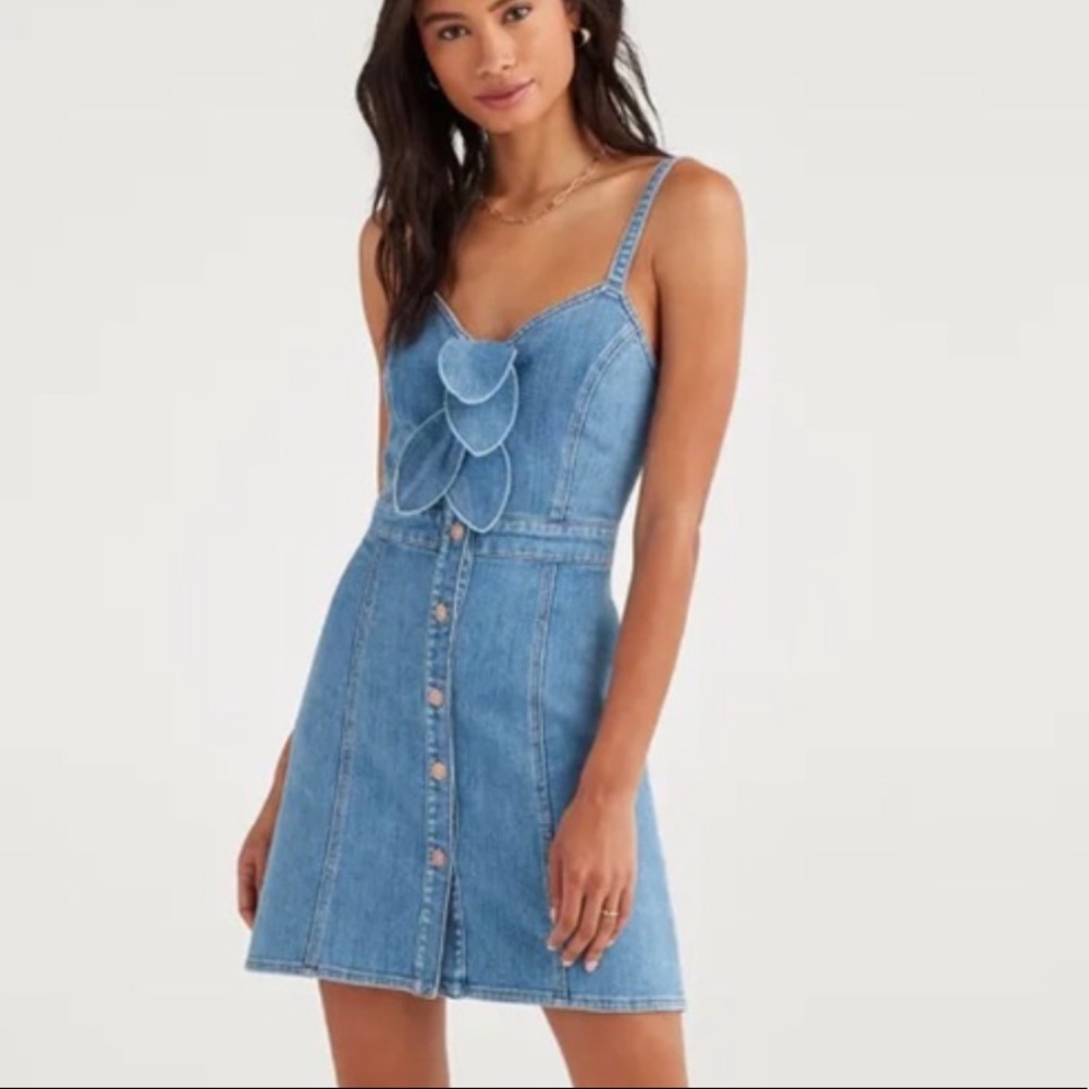 7 for all mankind Double Bow-Front Denim Dress